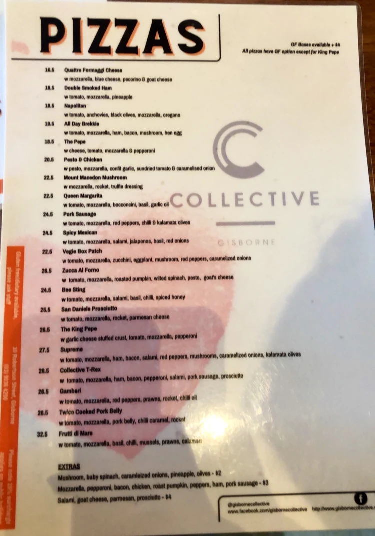 Menu, Gisborne Collective