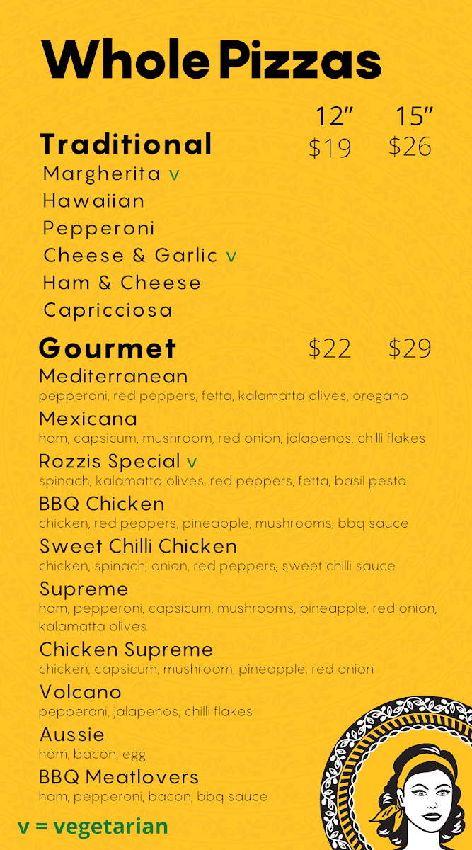 Menu, Rozzis Elizabeth