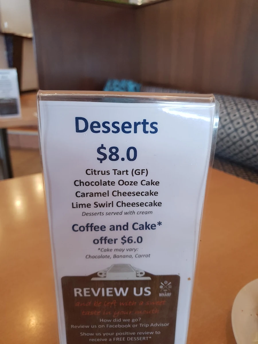 Menu, Wharf Tavern