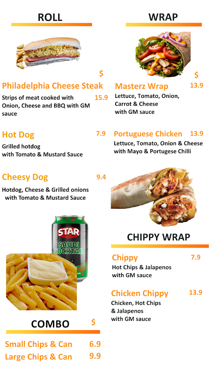 Menu, Grill Masterz Guildford
