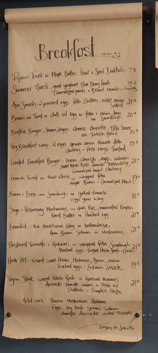 Menu, jak & Mo Taste Co