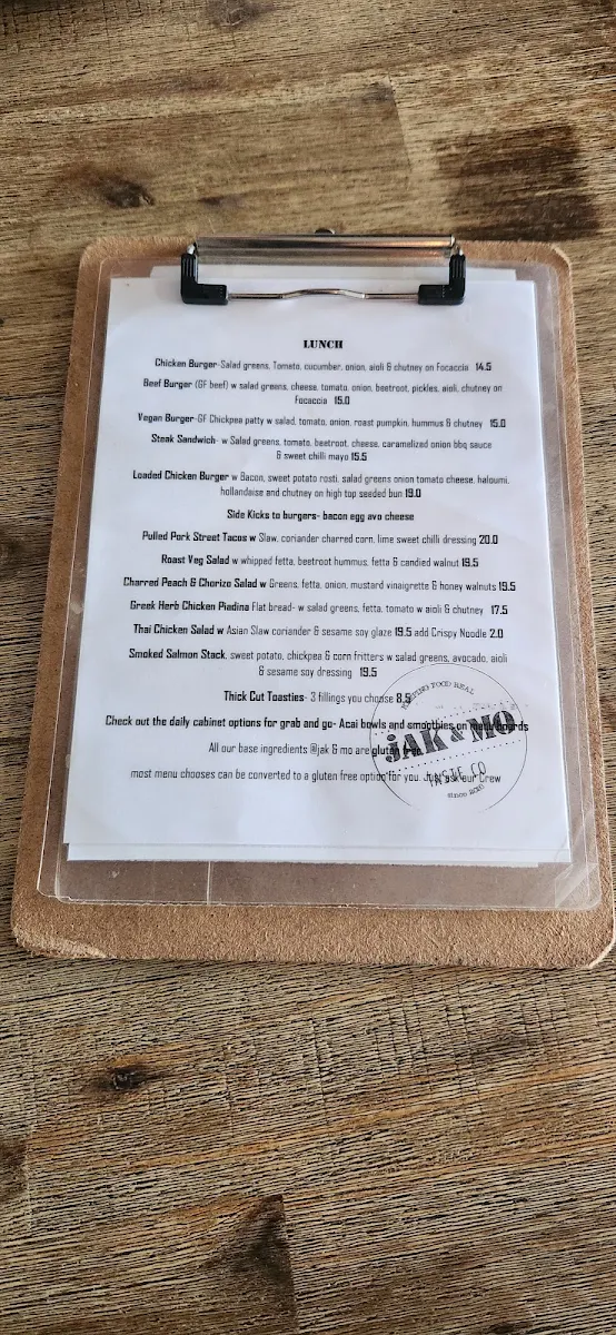 Menu, jak & Mo Taste Co