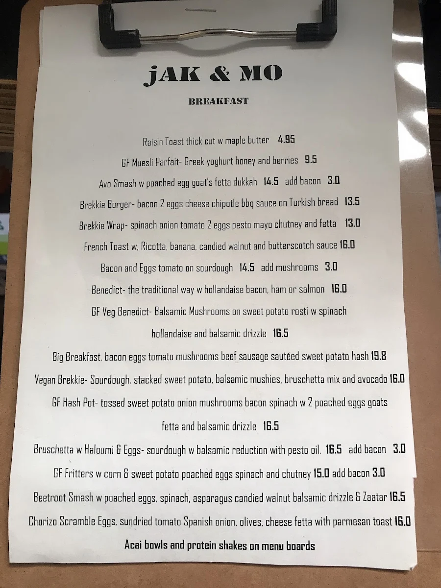 Menu, jak & Mo Taste Co