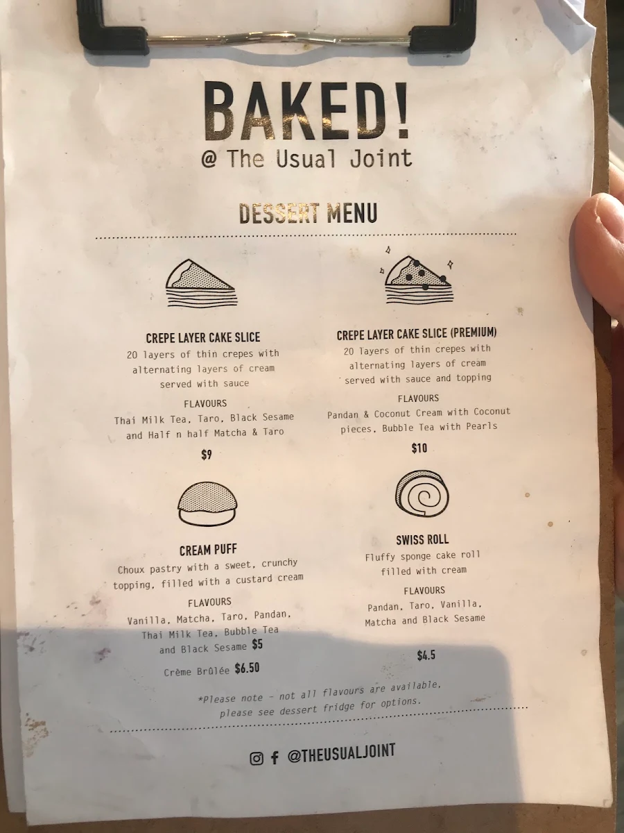 Menu, The Usual Joint