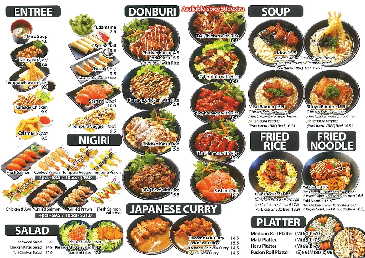 Menu, Koko Sushi