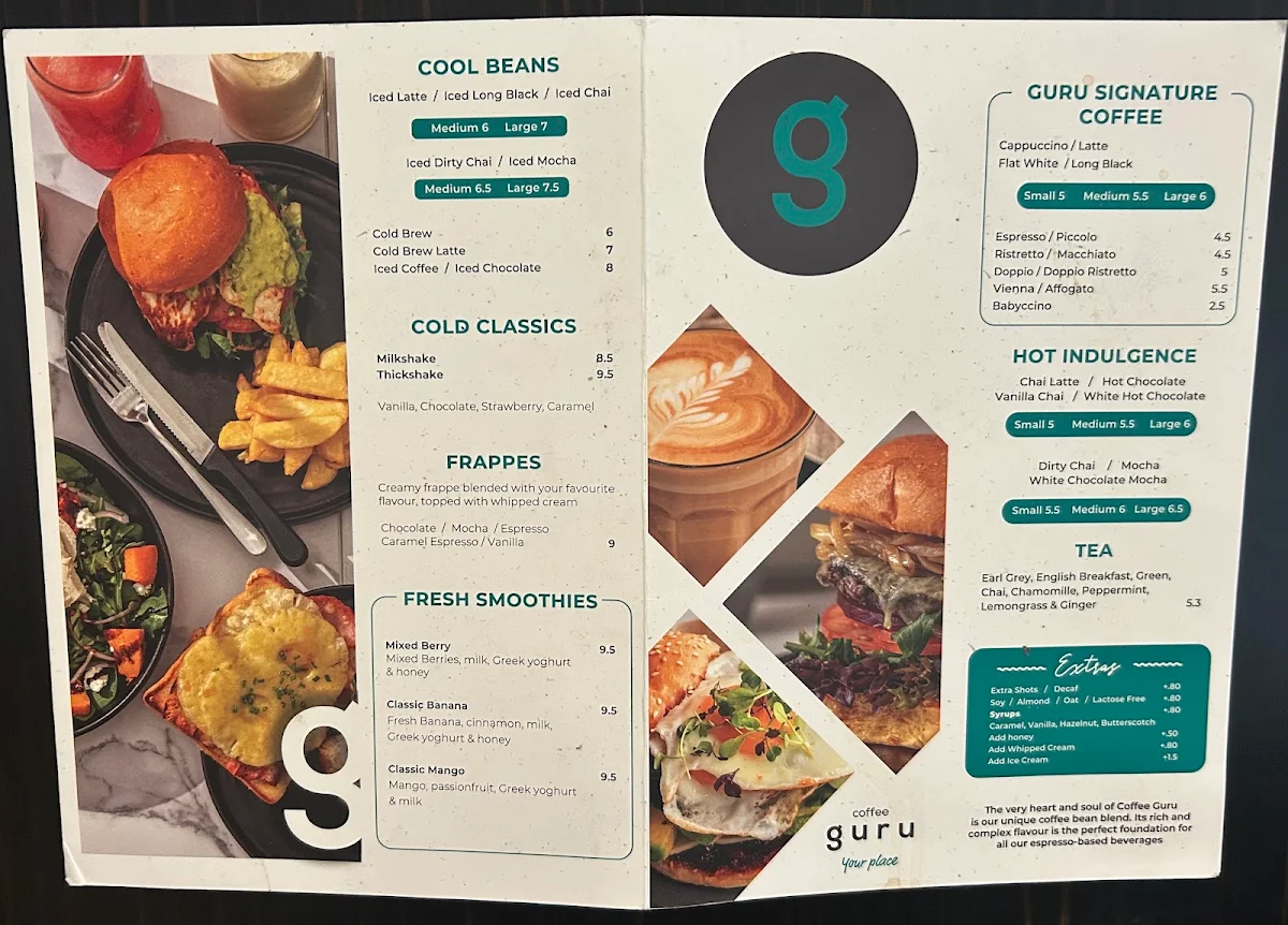 Menu, Coffee Guru Vincentia