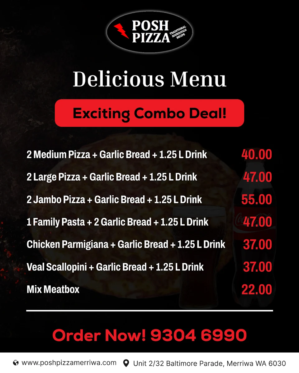 Menu, Posh Pizza Merriwa