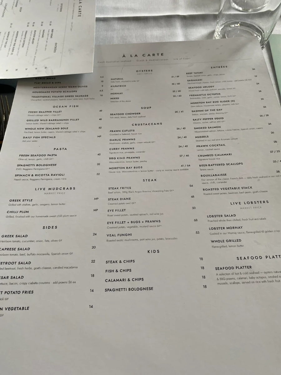 Menu, Johnny Omeros on Capri