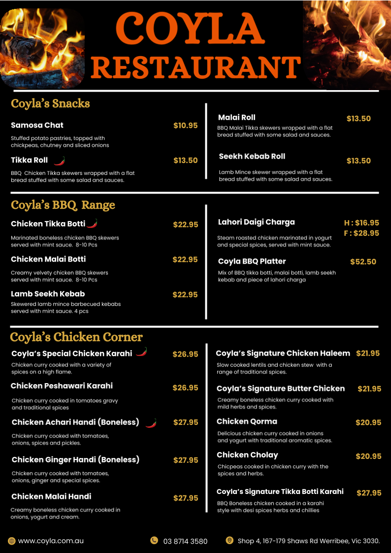 Menu, COYLA