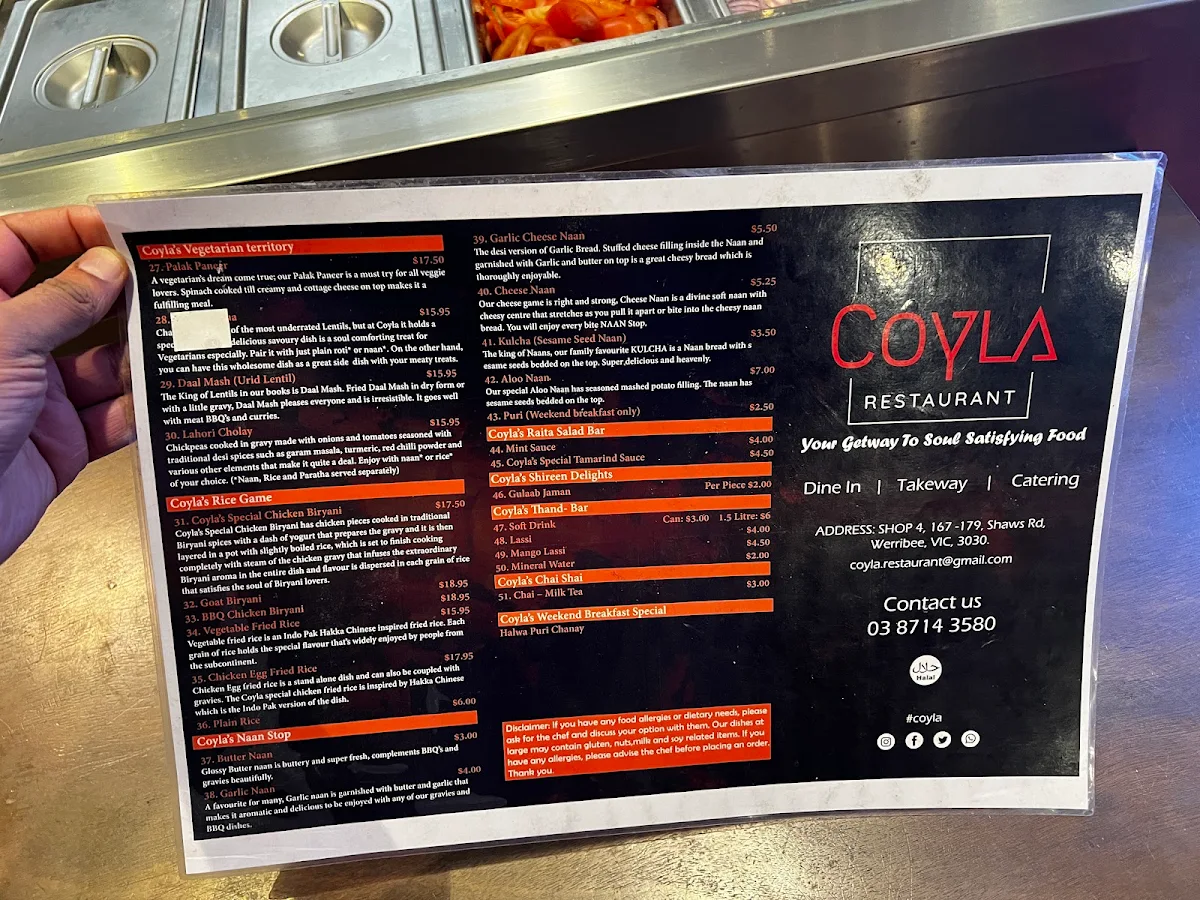 Menu, COYLA