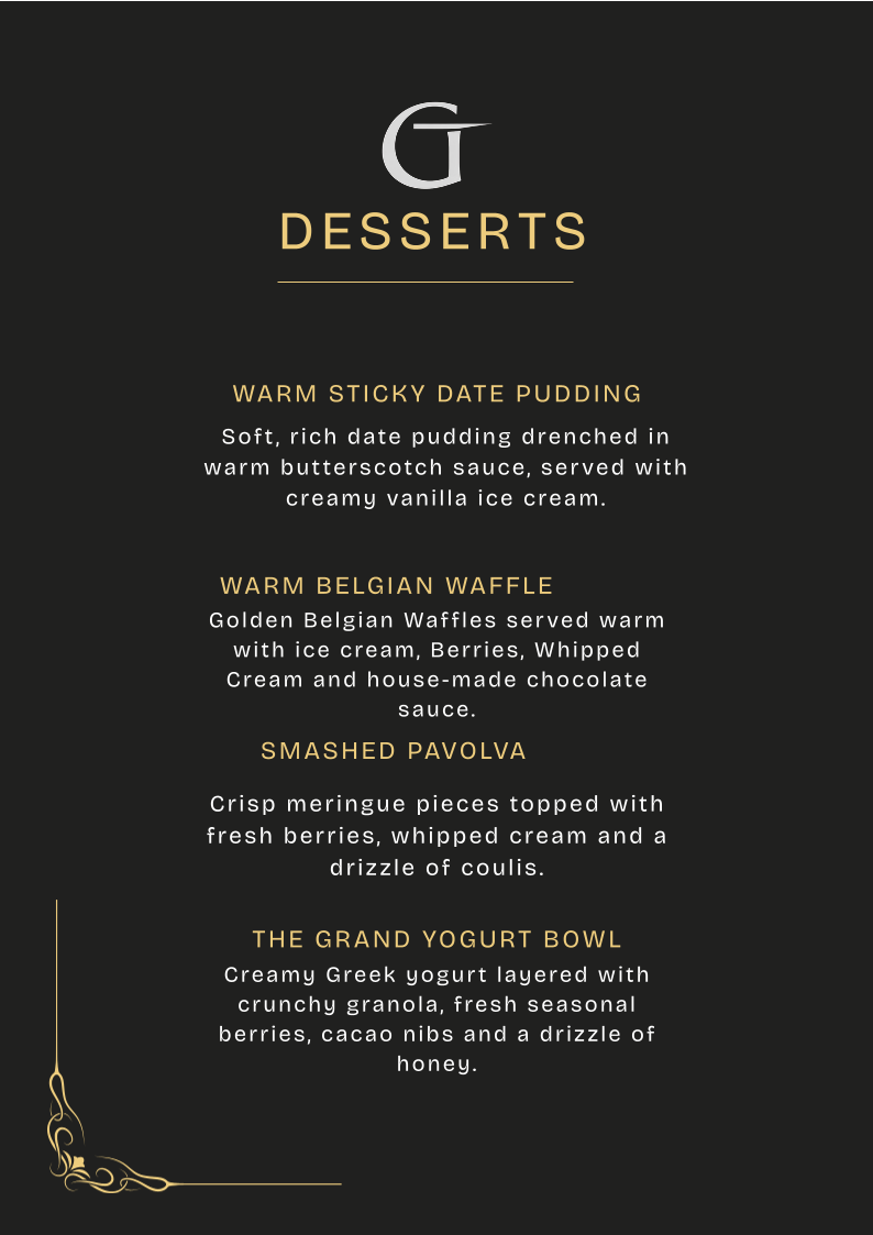 Menu, The Grand Hotel