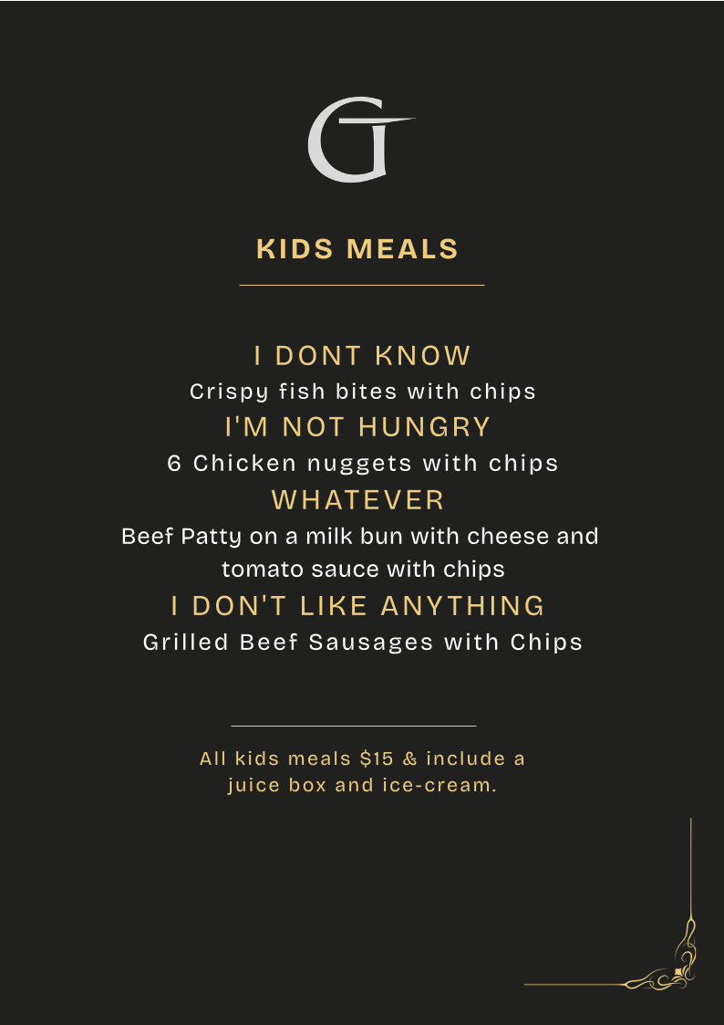 Menu, The Grand Hotel