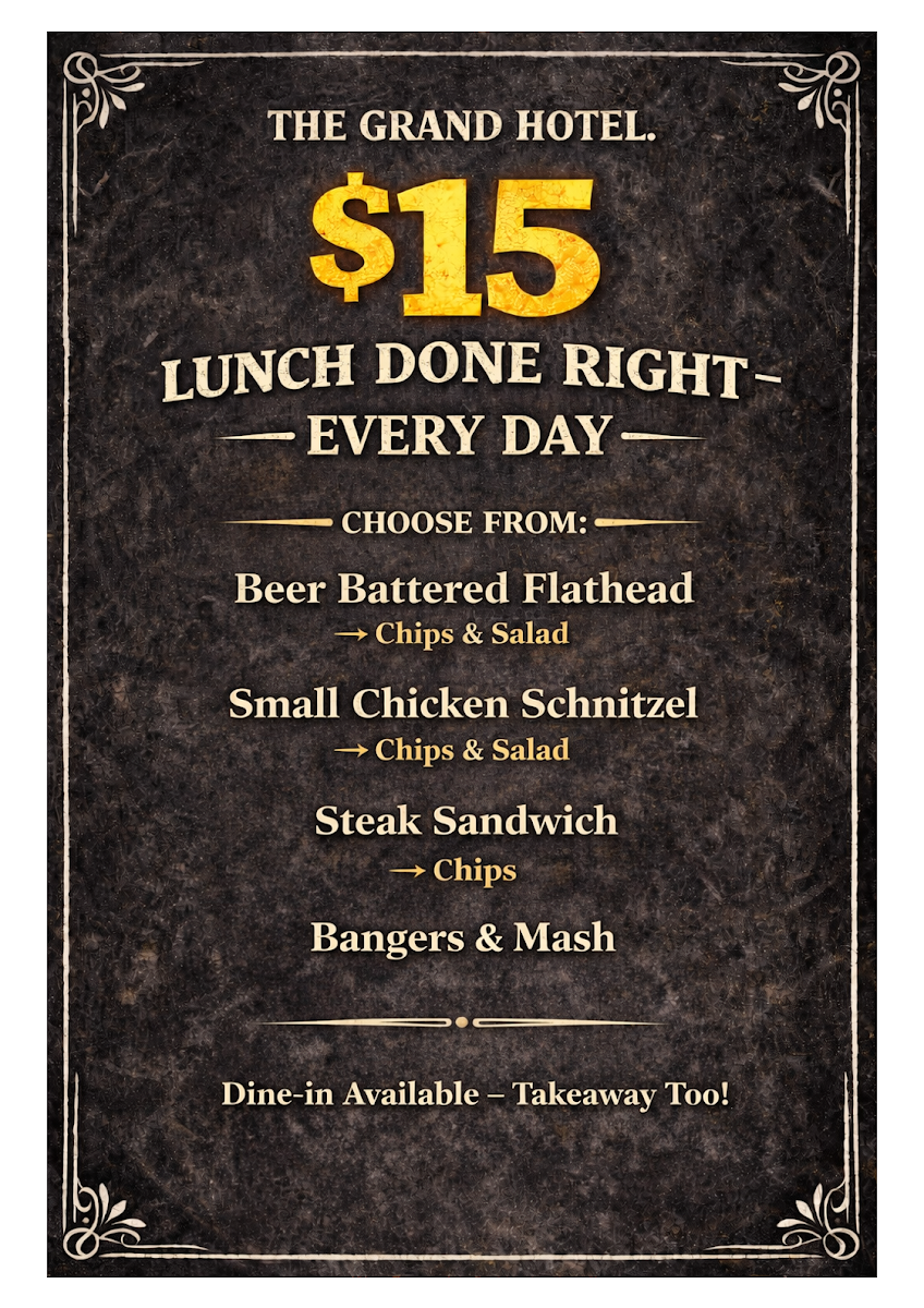 Menu, The Grand Hotel