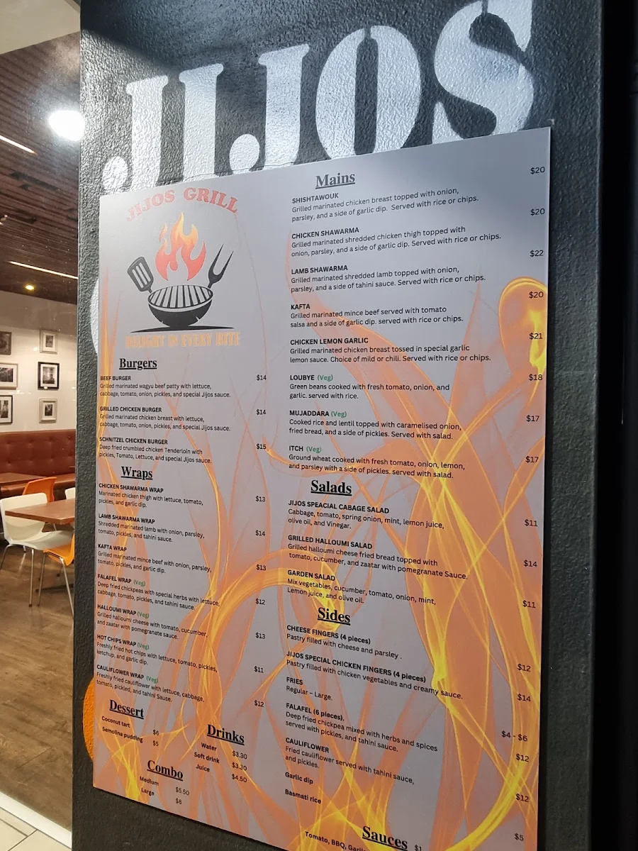 Menu, Jijos Grill