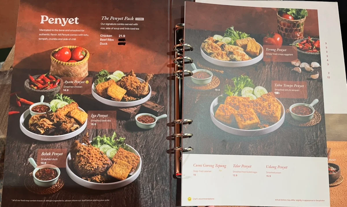 Menu, Ayam Penyet Ria
