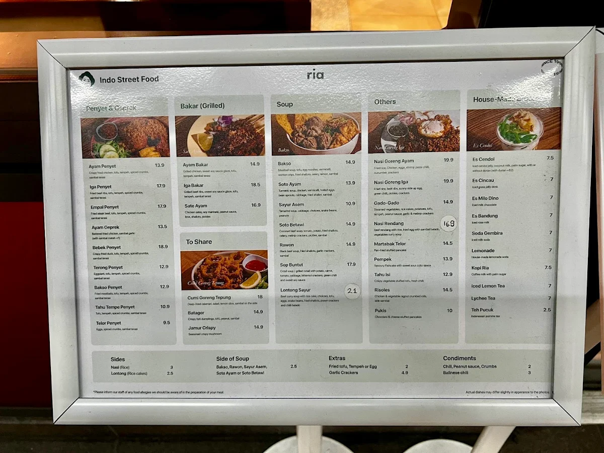 Menu, Ayam Penyet Ria