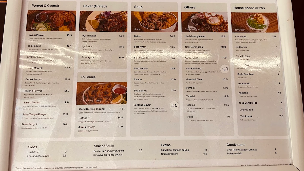 Menu, Ayam Penyet Ria