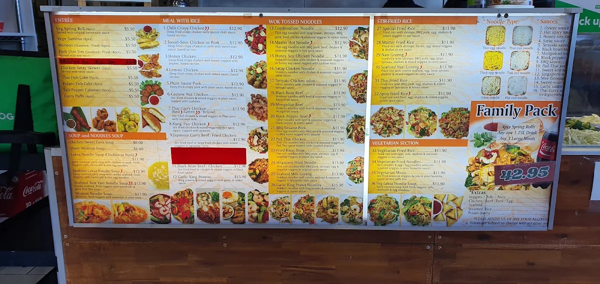 Menu, Tiger’s Asian Wok