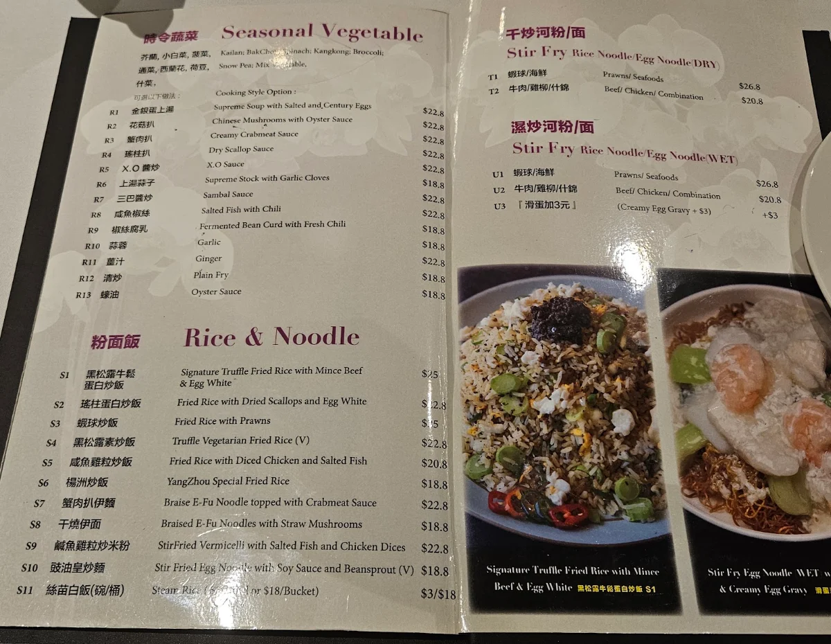 Menu, Fine China