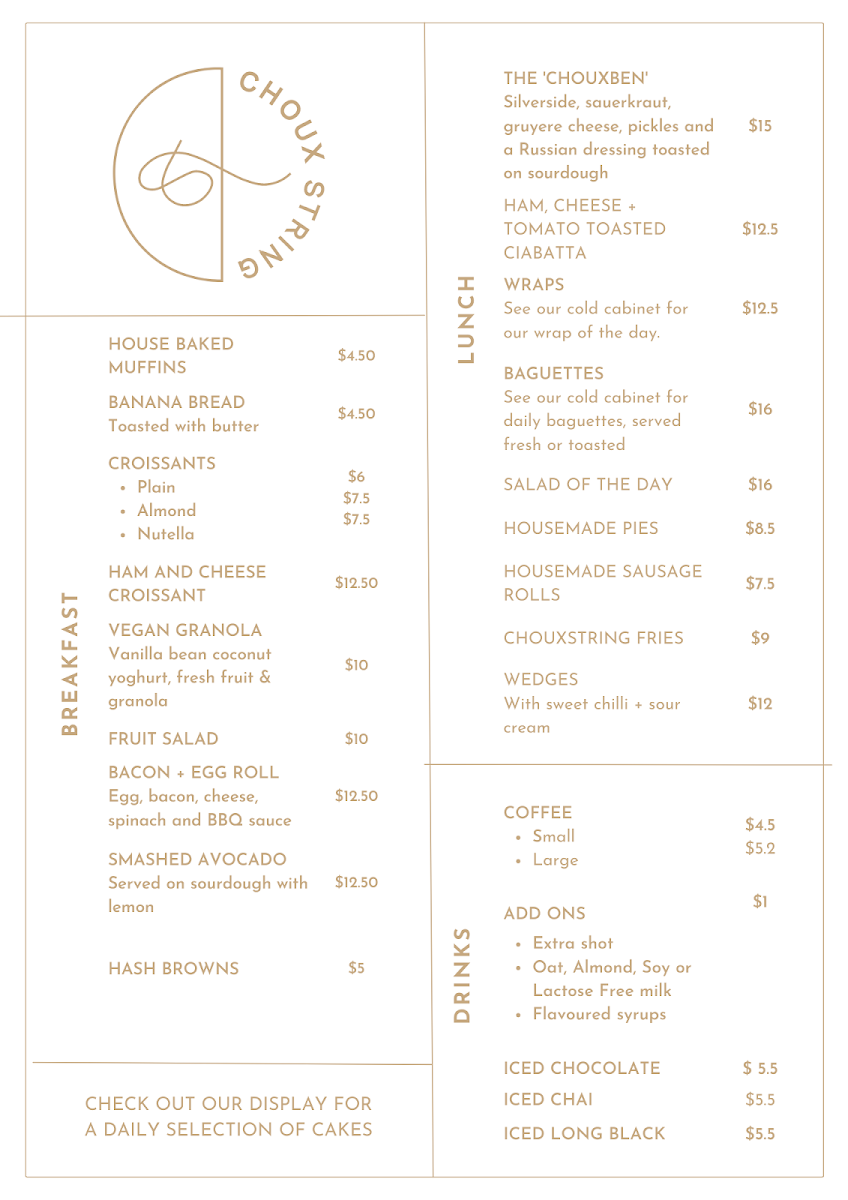 Menu, CHOUX STRING