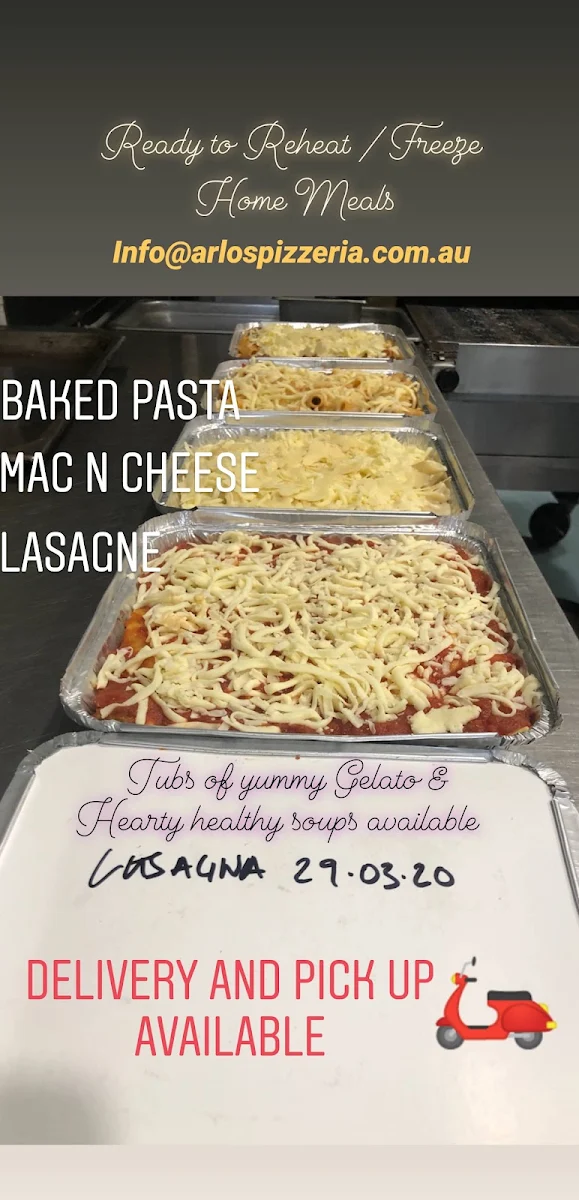 Menu, Arlo's Pizzeria