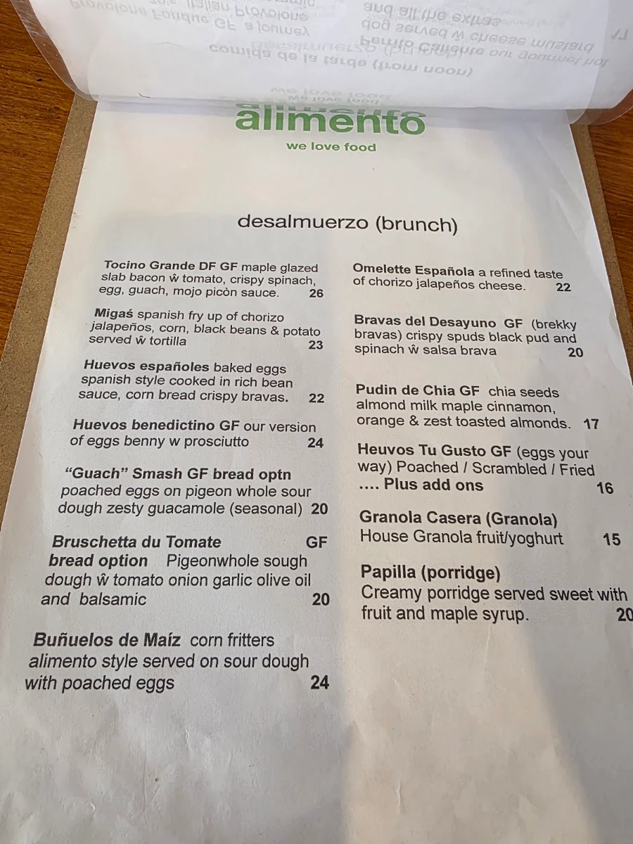 Menu, Alimento