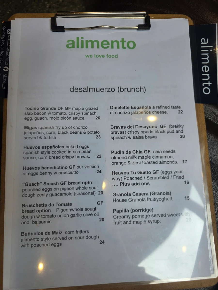 Menu, Alimento