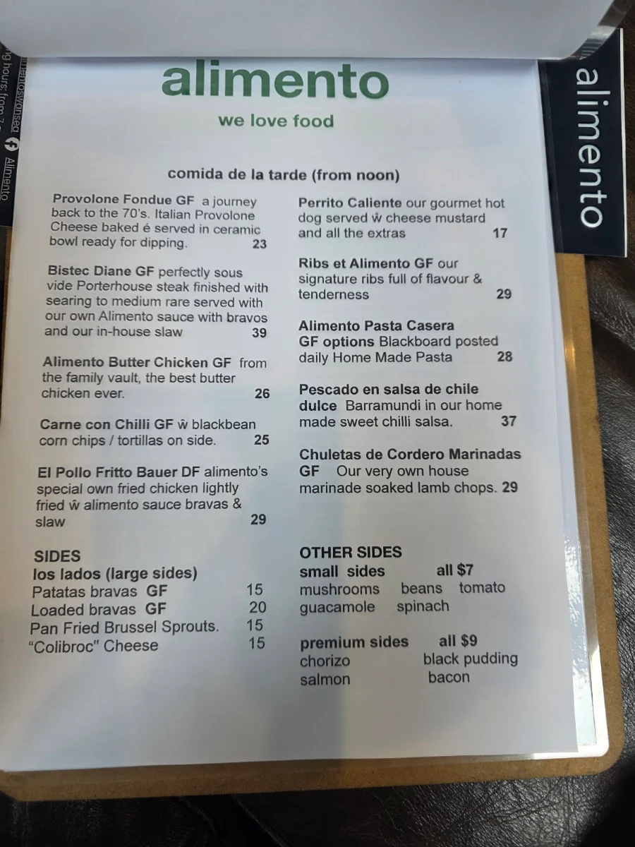 Menu, Alimento