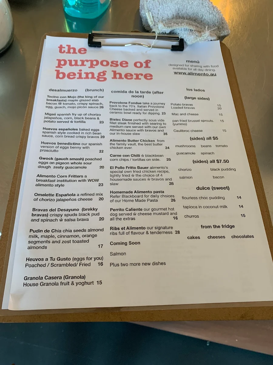 Menu, Alimento
