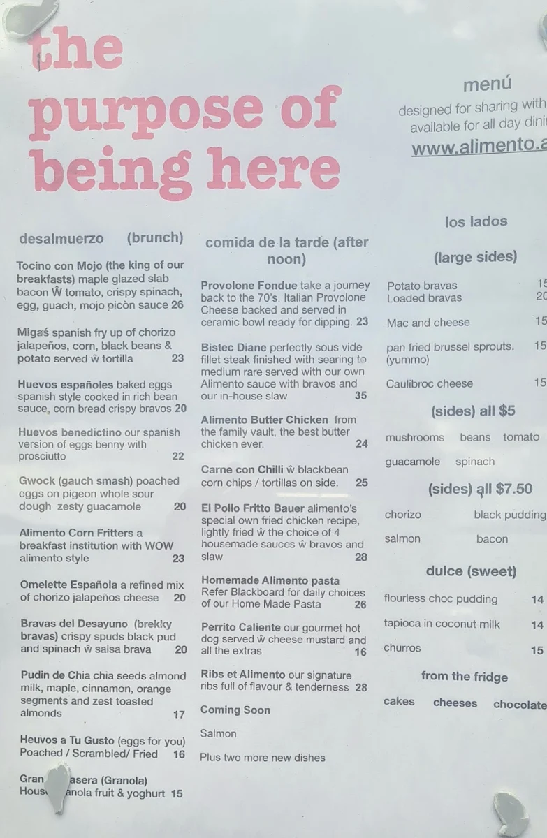 Menu, Alimento
