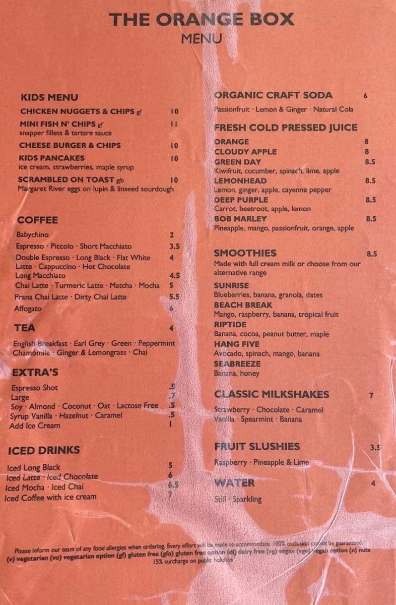 Menu, The Orange Box