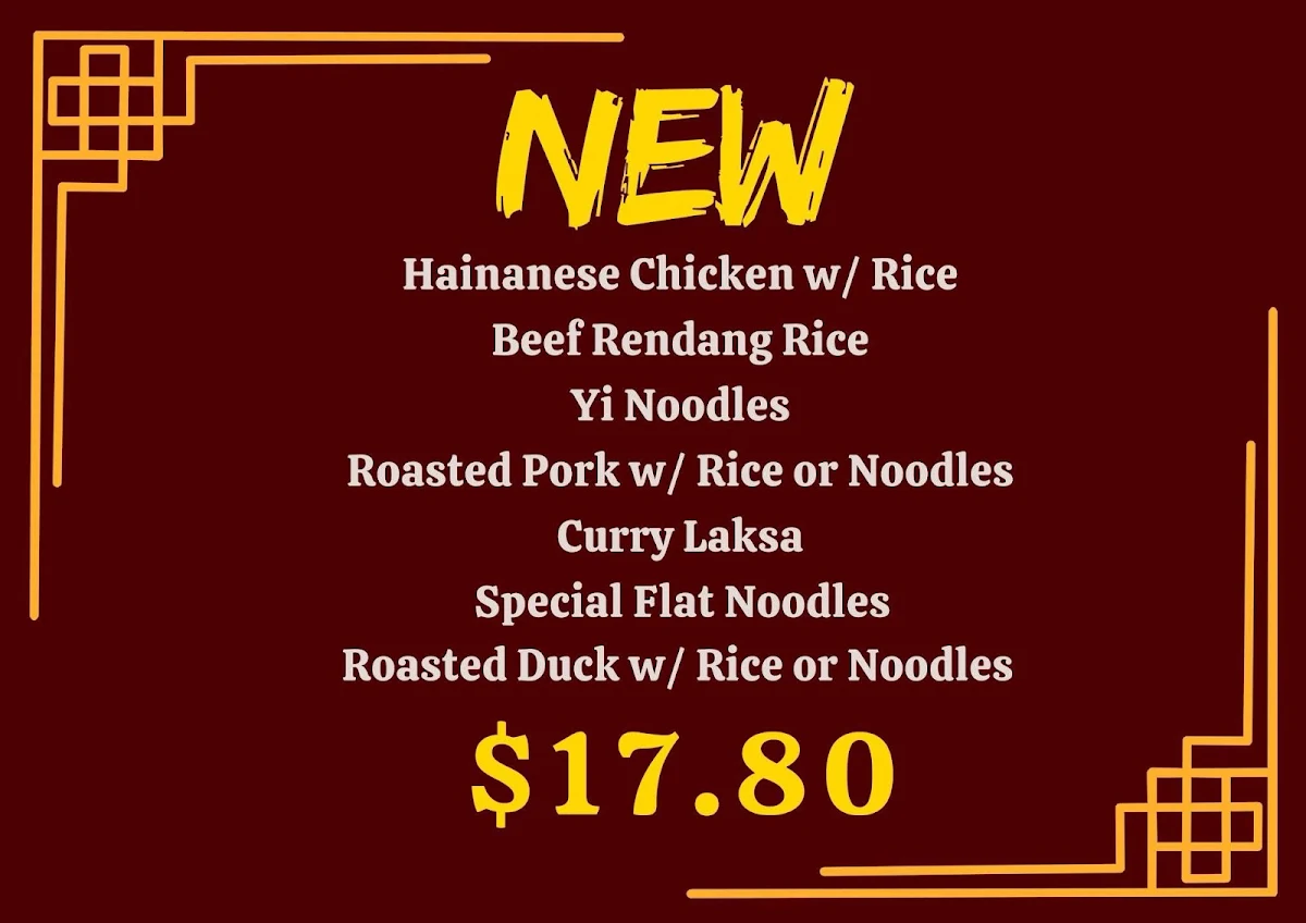 Menu, Uncle John’s Chicken Rice & Malaysian Cuisine
