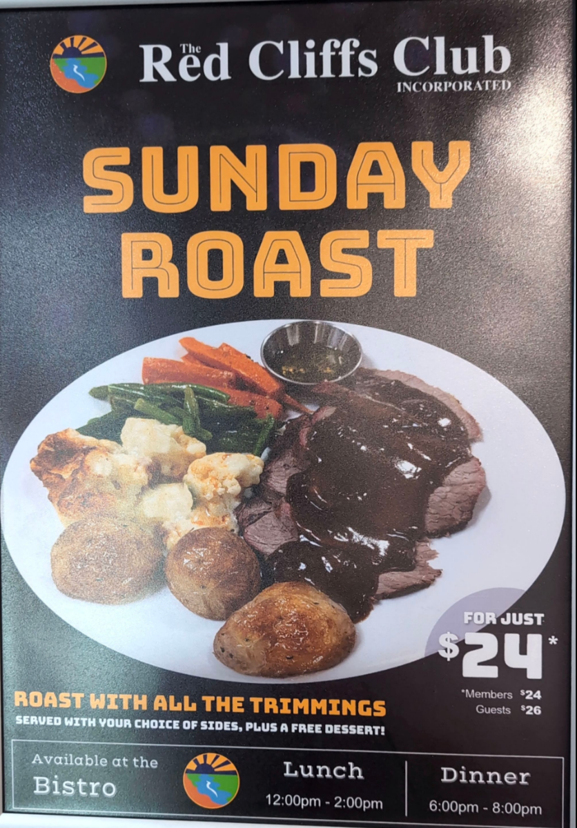 Menu, Red Cliffs Club