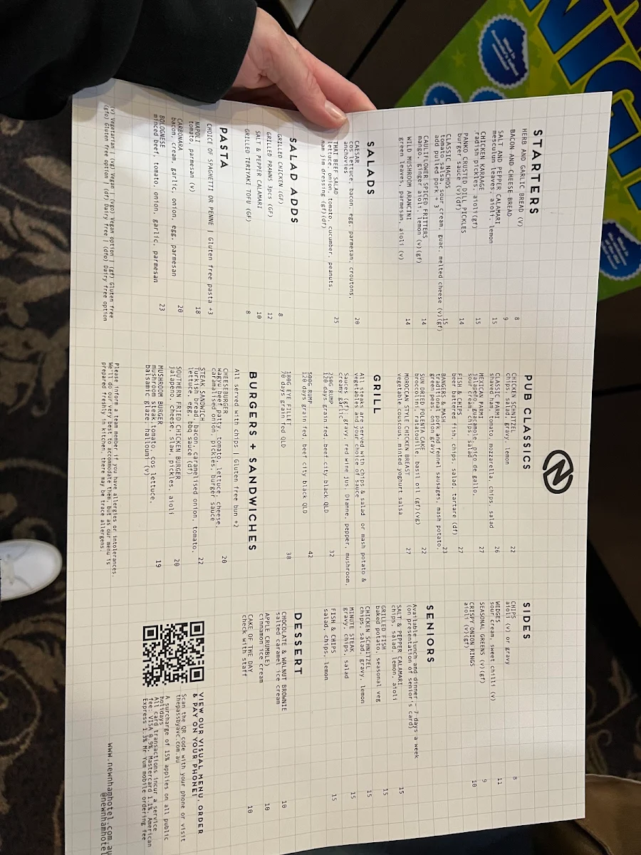Menu, Newnham Hotel & Event Spaces