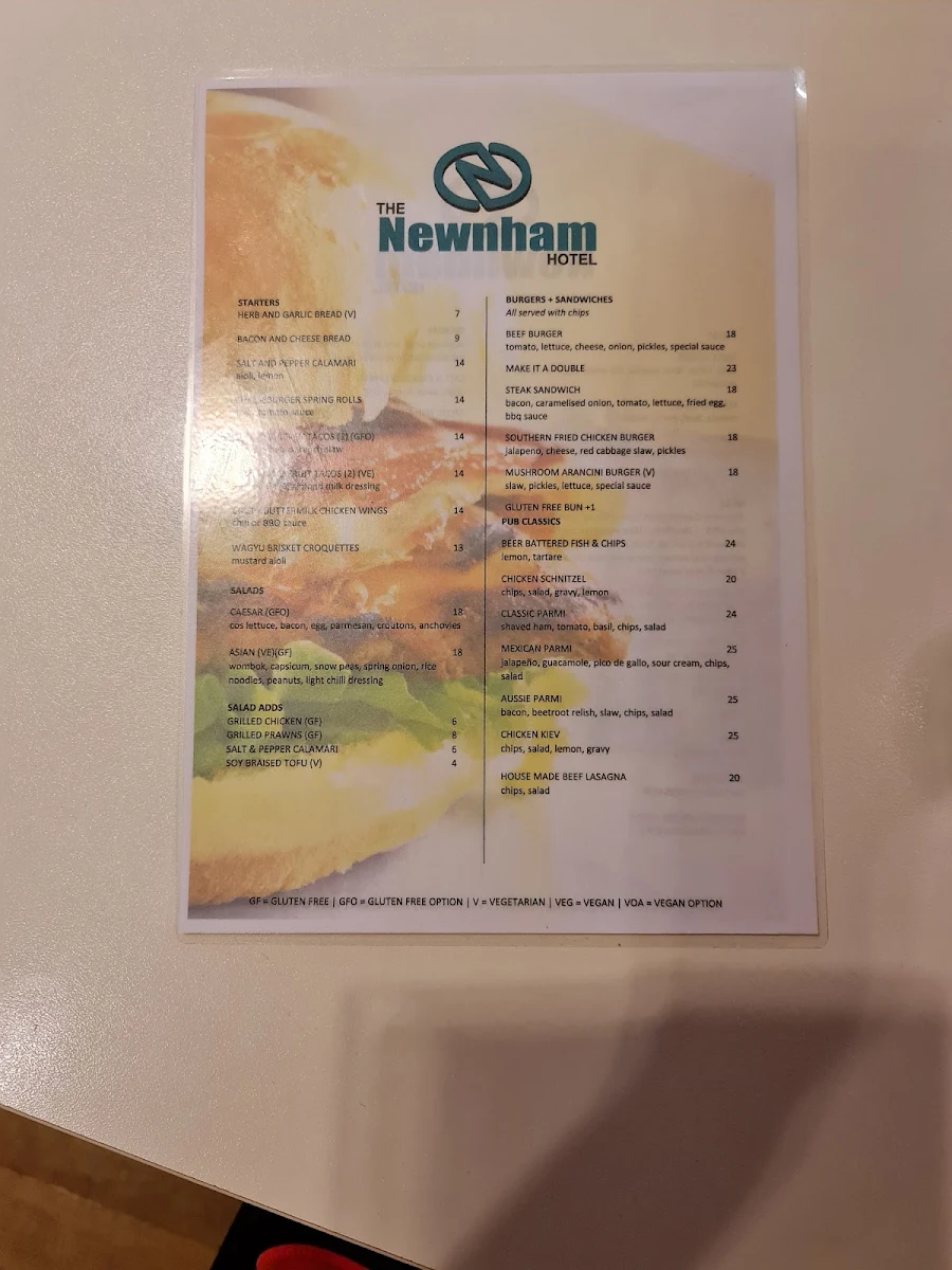 Menu, Newnham Hotel & Event Spaces