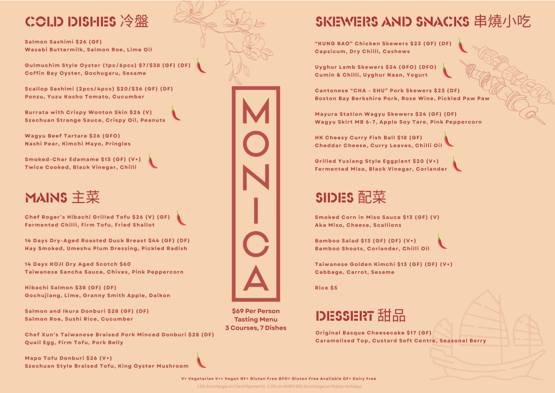 Menu, Monica Bistro