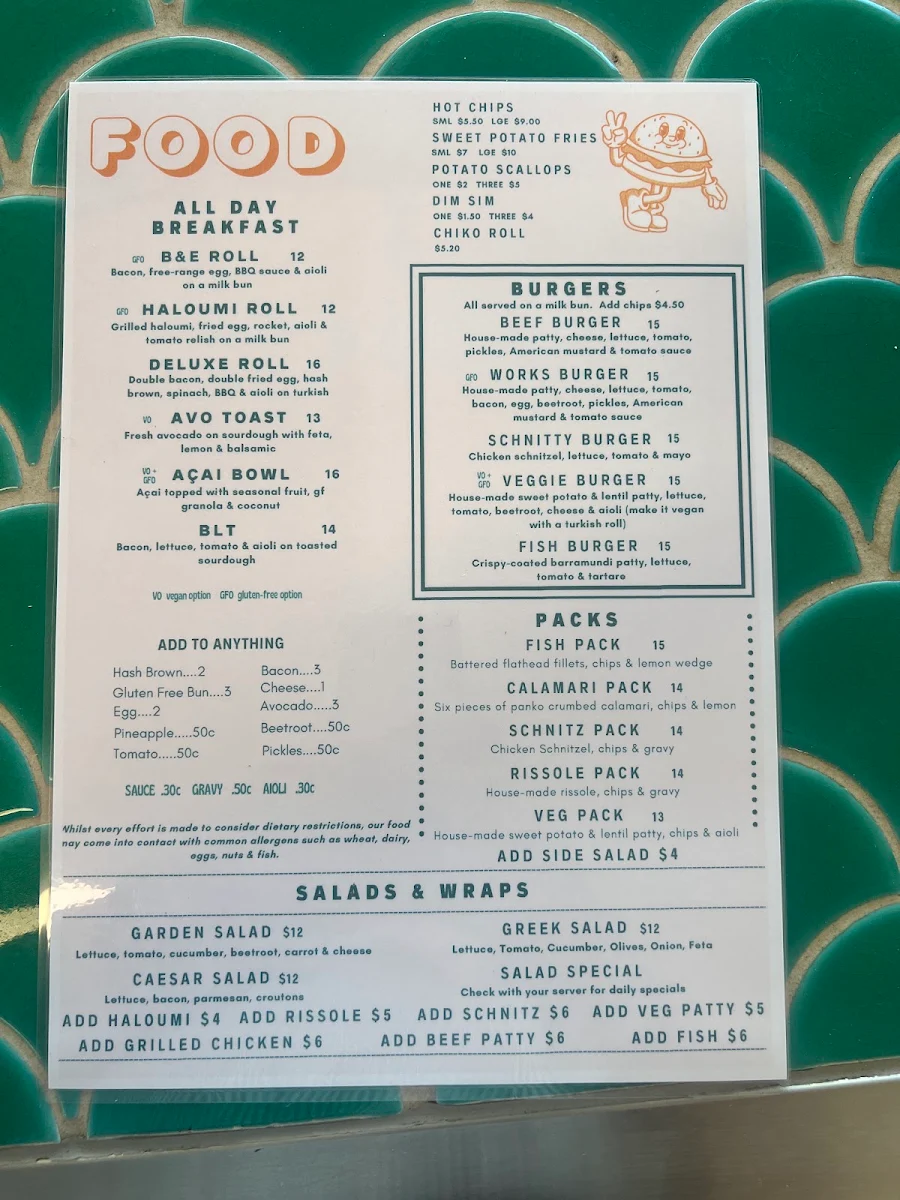Menu, Cargo Skyline Espresso Bar