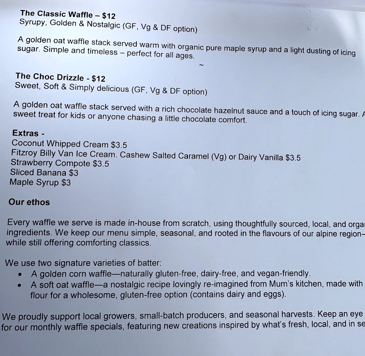 Menu, Spruce & Co Cafe