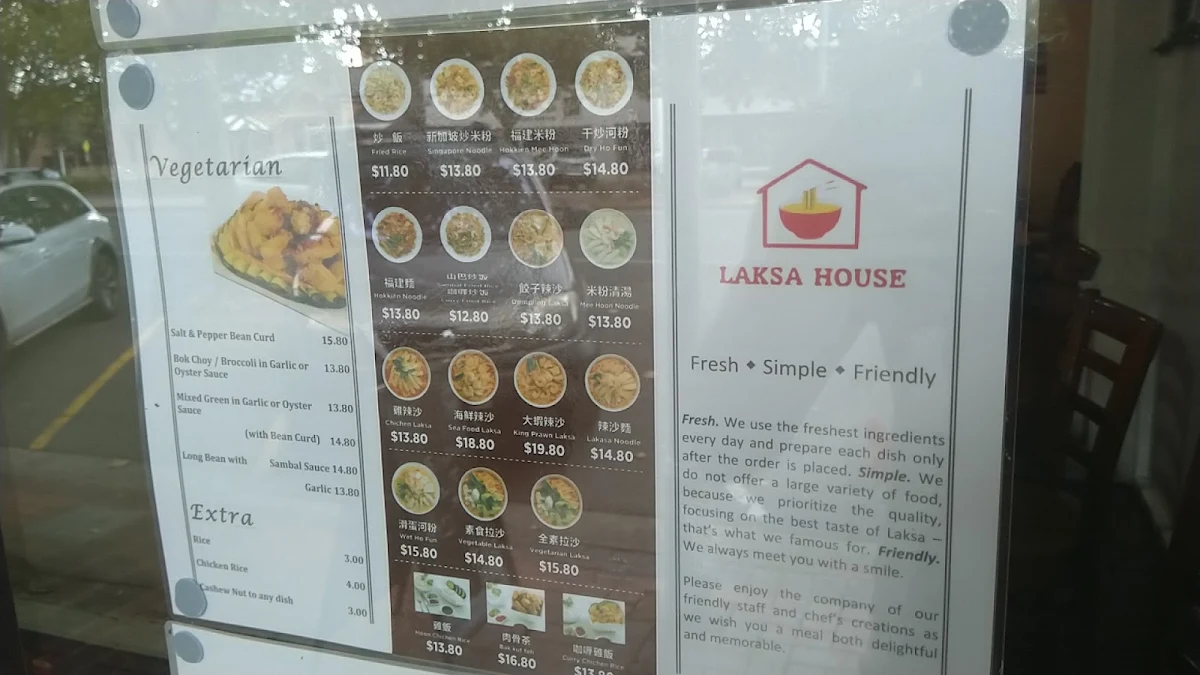 Menu, Laksa House