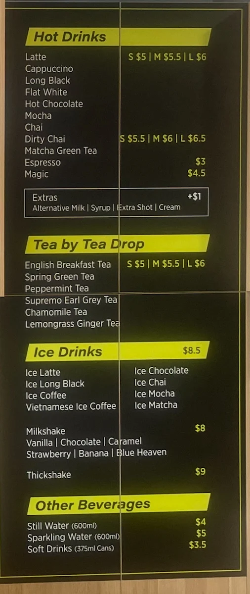 Menu, Brrrista coffee