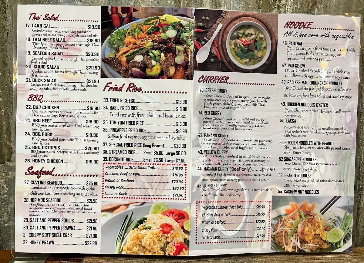 Menu, Red Spoon Thai @ Mt Annan
