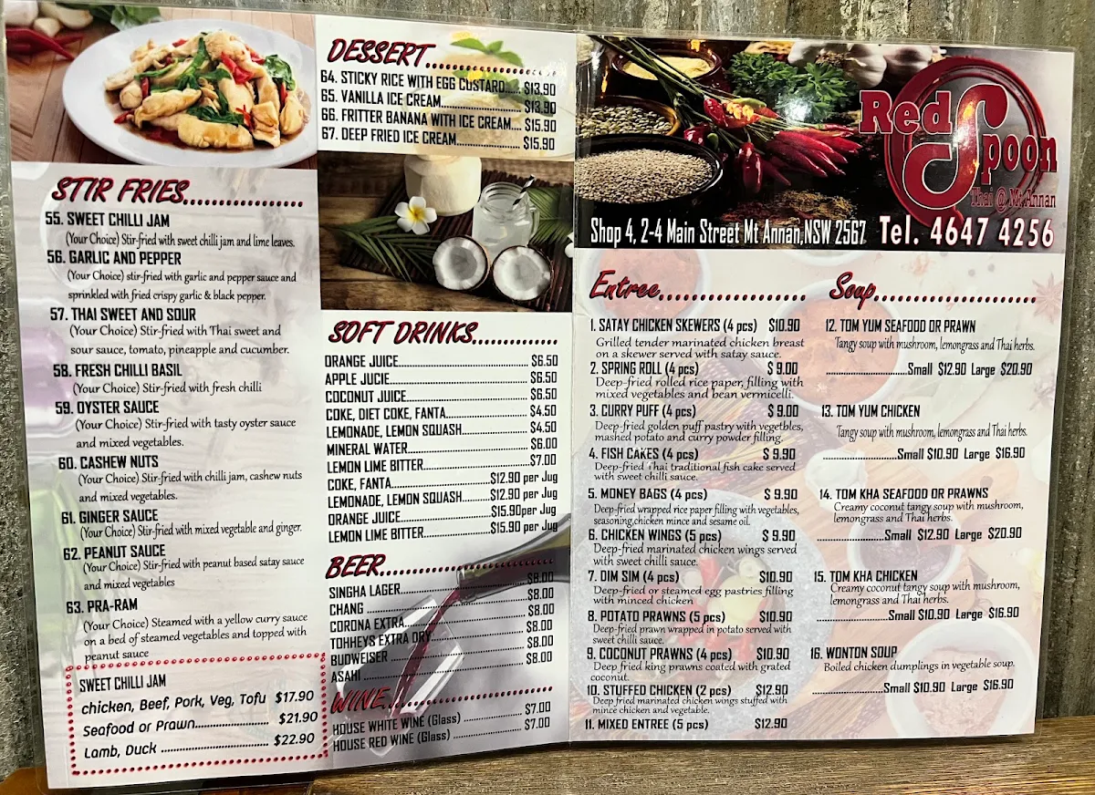 Menu, Red Spoon Thai @ Mt Annan