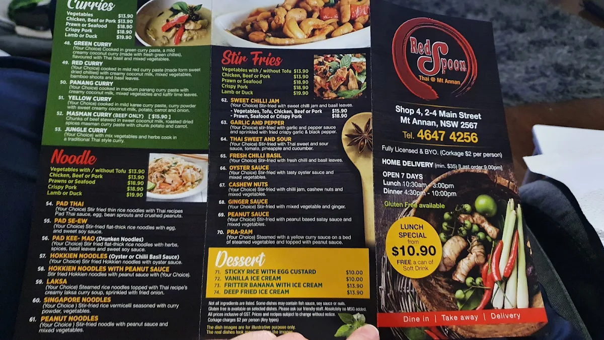 Menu, Red Spoon Thai @ Mt Annan