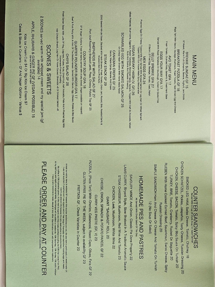 Menu, Potbelly at Medlow