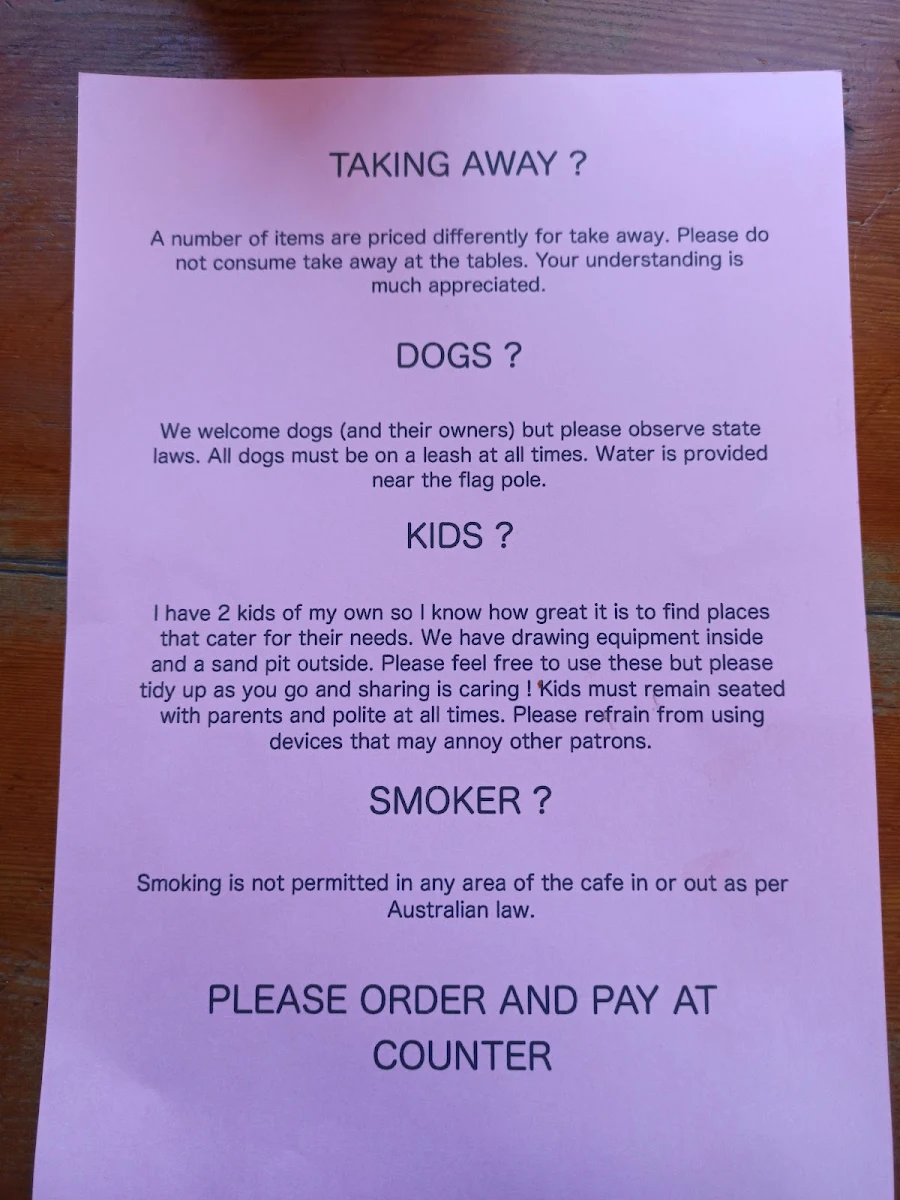 Menu, Potbelly at Medlow