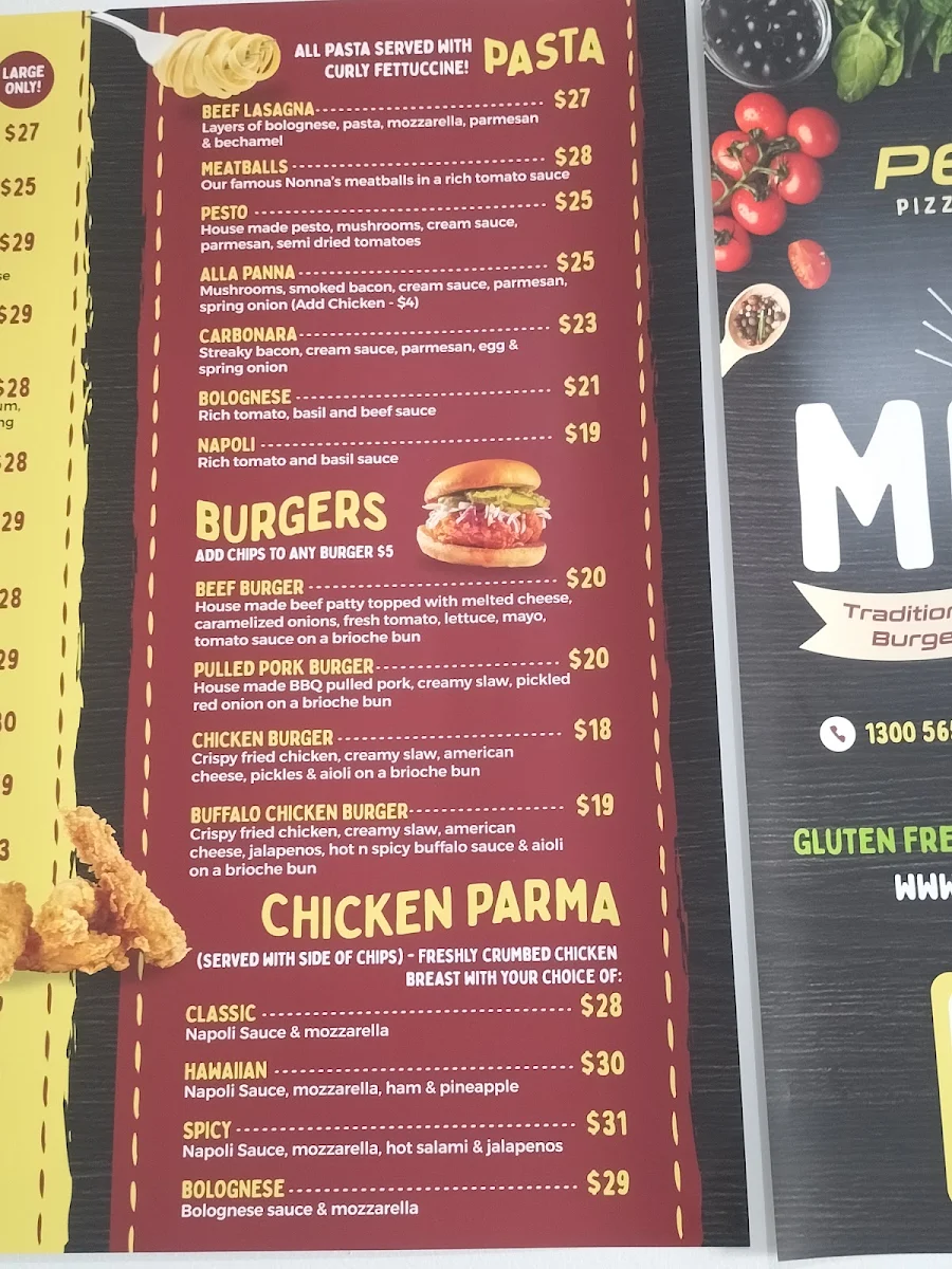 Menu, Peppi's Pizzeria