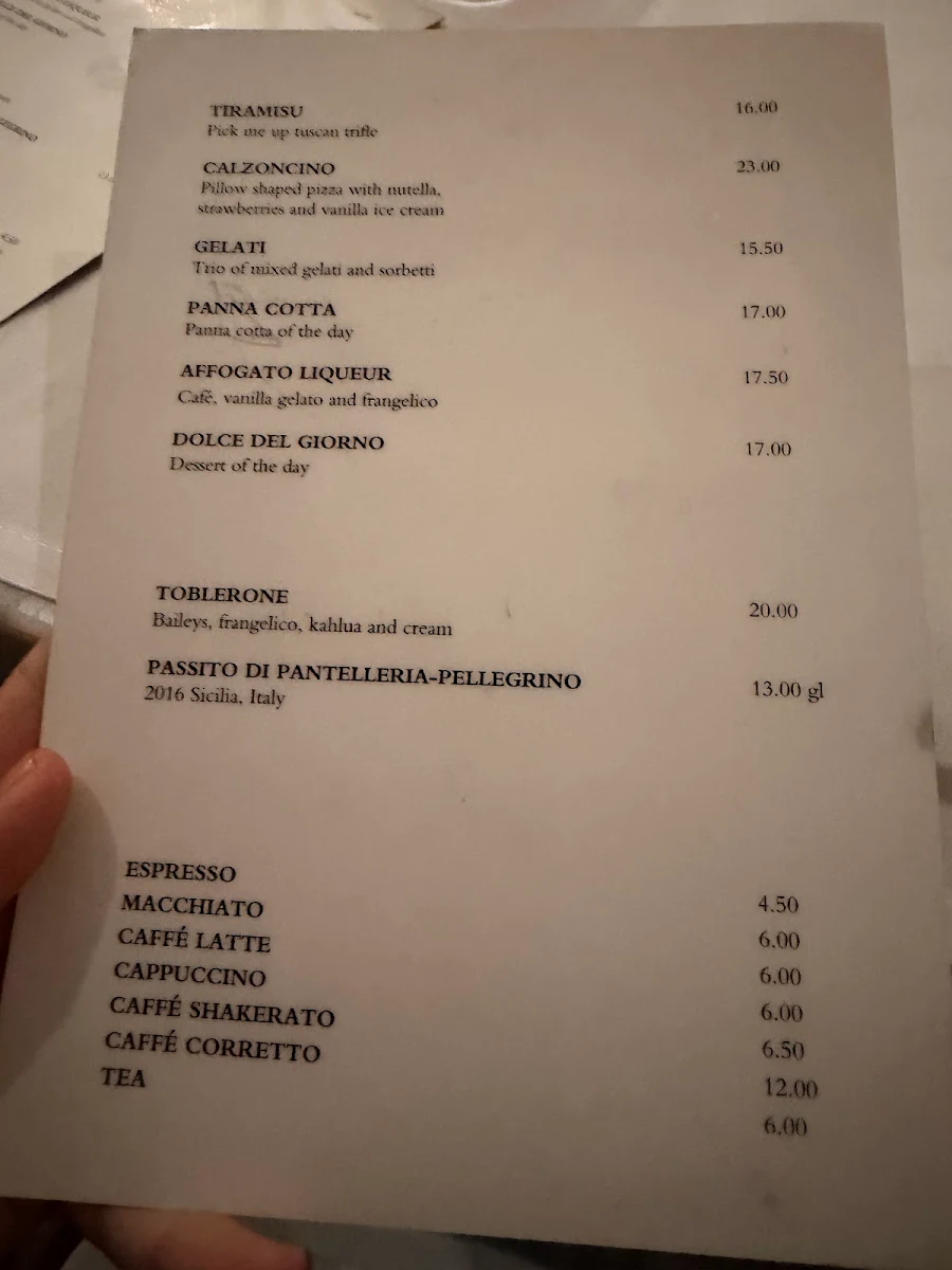 Menu, Da Giuseppe