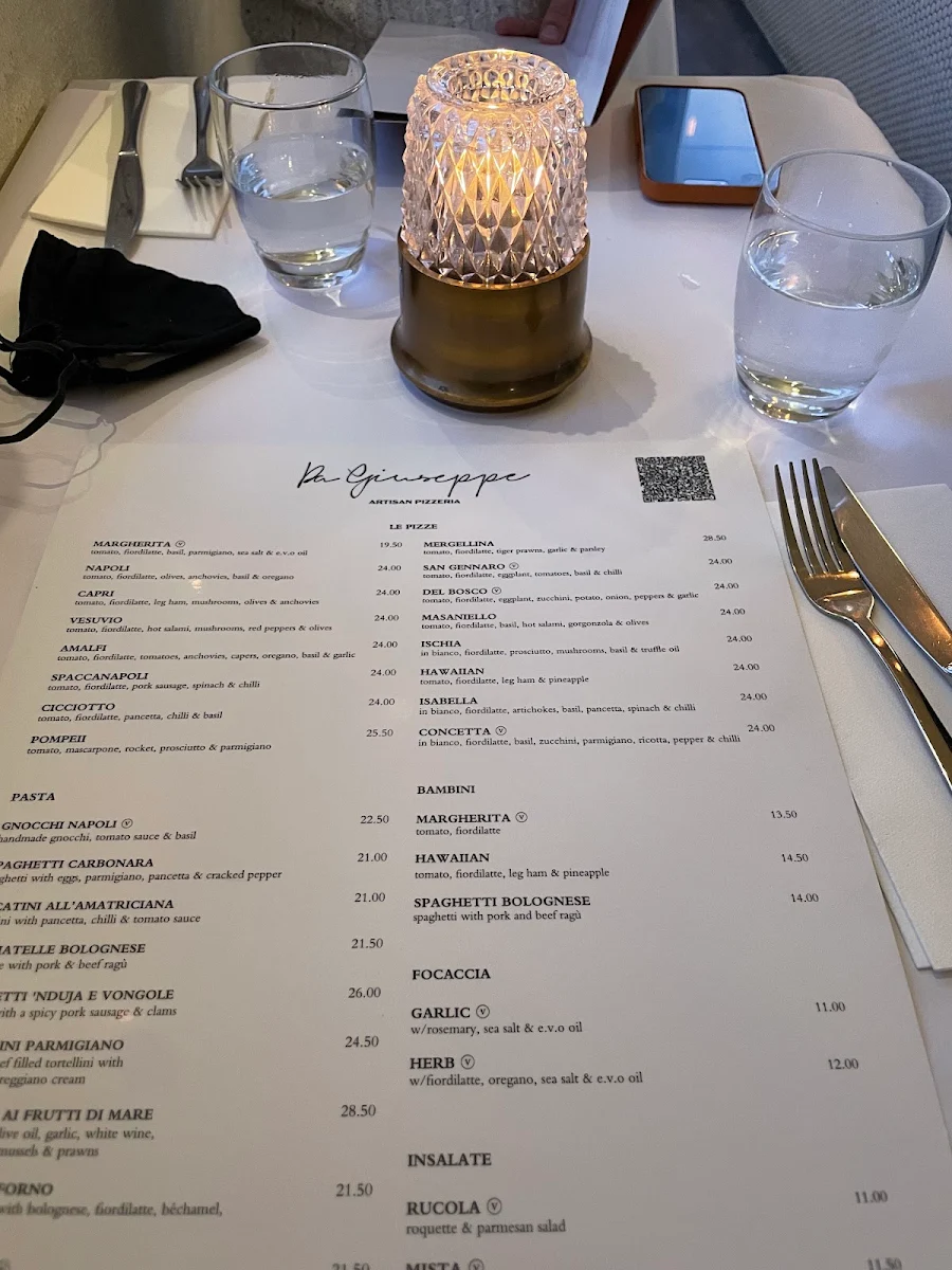 Menu, Da Giuseppe