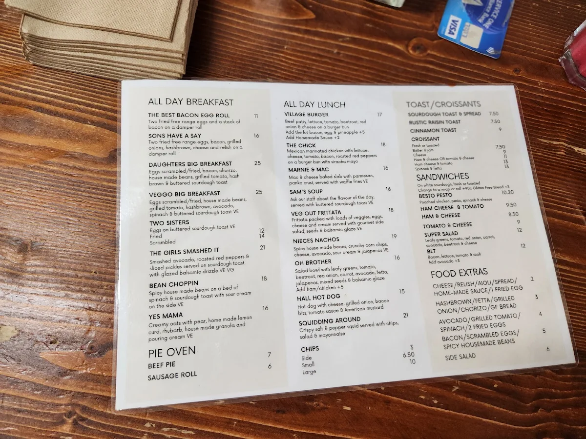Menu, Daughters at Hall