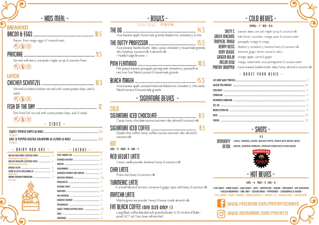 Menu, Pantry 15